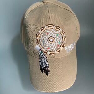 Native‎ Pride Dreamcatcher Baseball Cap Tan Embroidered Adjustable Hat Feather